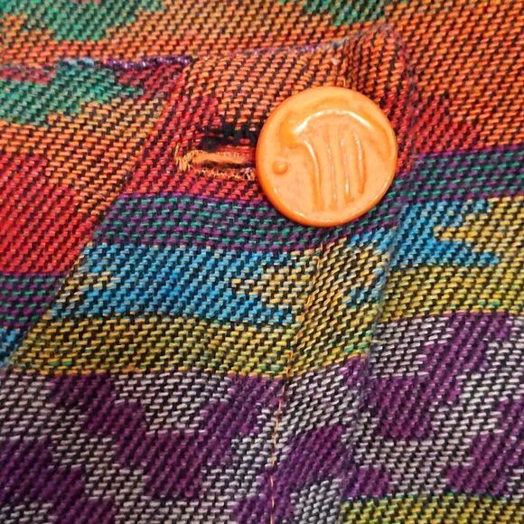 The Limited Vintage Wrap Mini Skirt Size 12 Orange Purple Woven Aztec - Picture 3 of 7